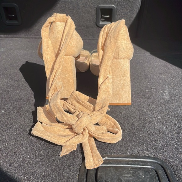 Beige Open Toe Heels - Picture 3 of 6